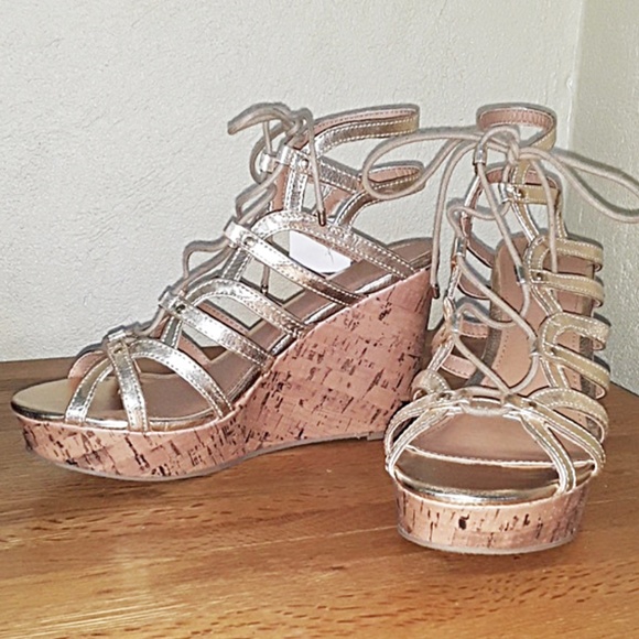 Brash Shoes - NWT, BRASH SEXY! Strappy, Gold Wedge Sandals!